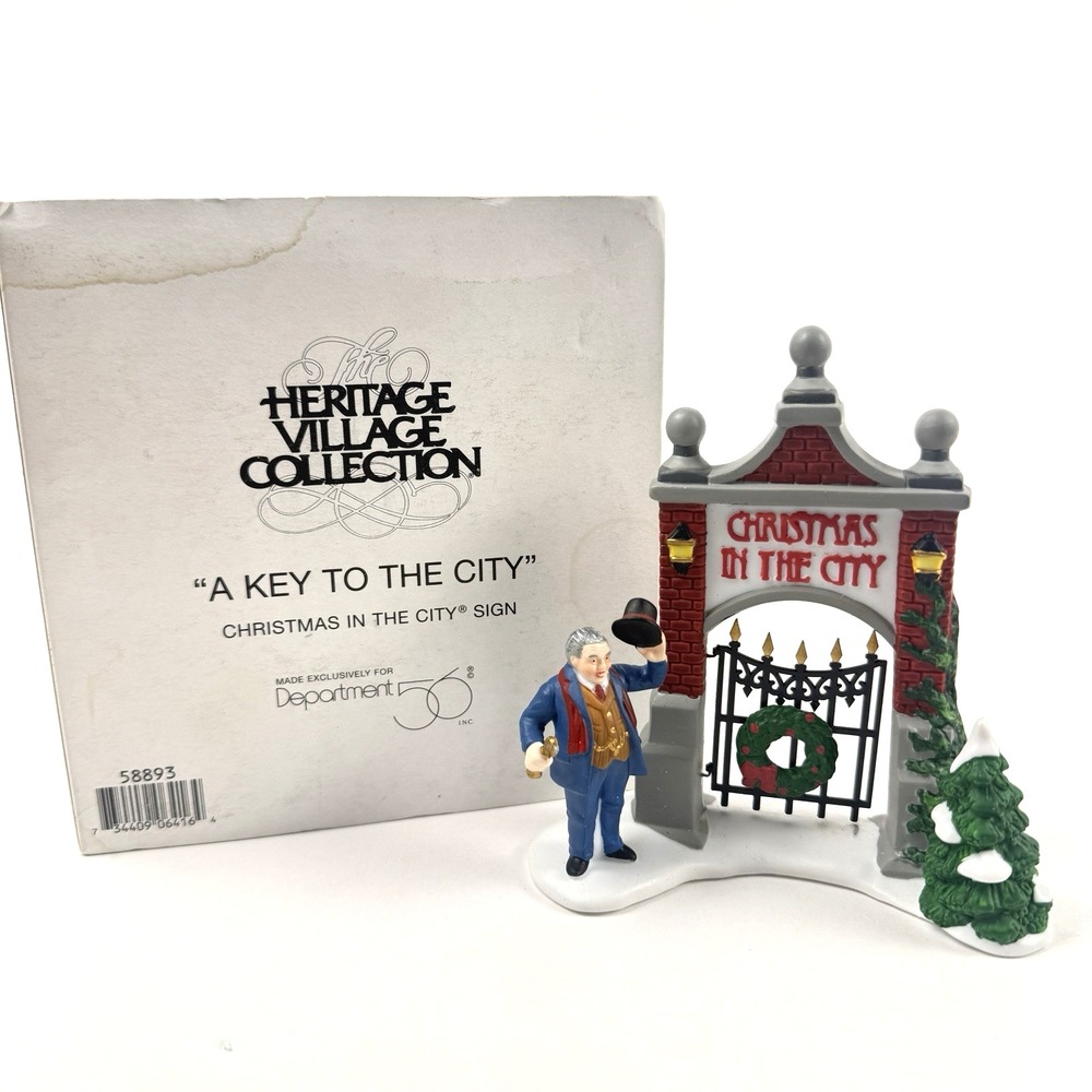 Dept 56 "A Key To The City" Heritage Village Christmas In The City Sign #58893